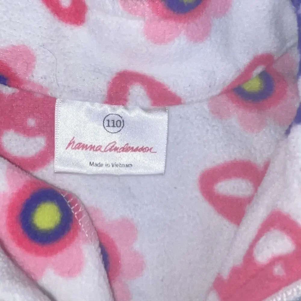 Hanna Andersson Fleece Jacket Coat Butterfly Sz 5 110 cm 1/4 Zip Pullover Pink